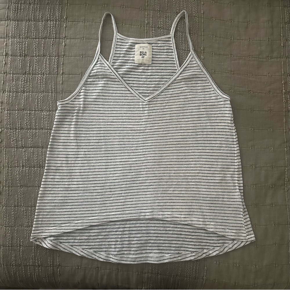 Billabong Gray and White Striped Tank Top